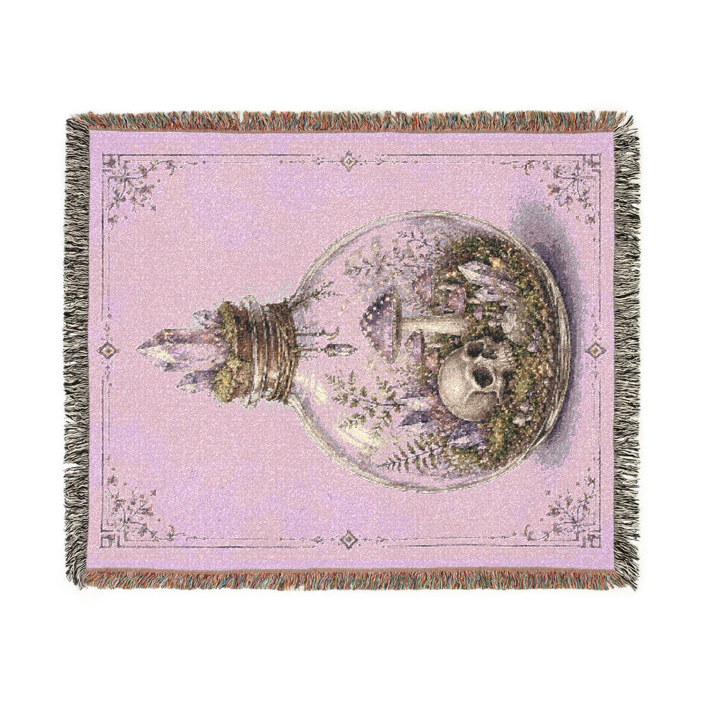 Snow Globe Woven Blanket — Pink Holiday Ornament Throw