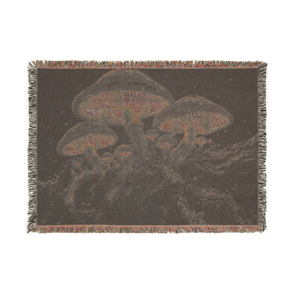 Psychedelic Mushroom Night Woven Blanket — Boho Cosmic Throw for Dorm, Couch & Gifts
