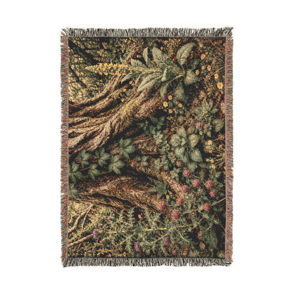 Woodland Tree & Wildflowers Woven Blanket