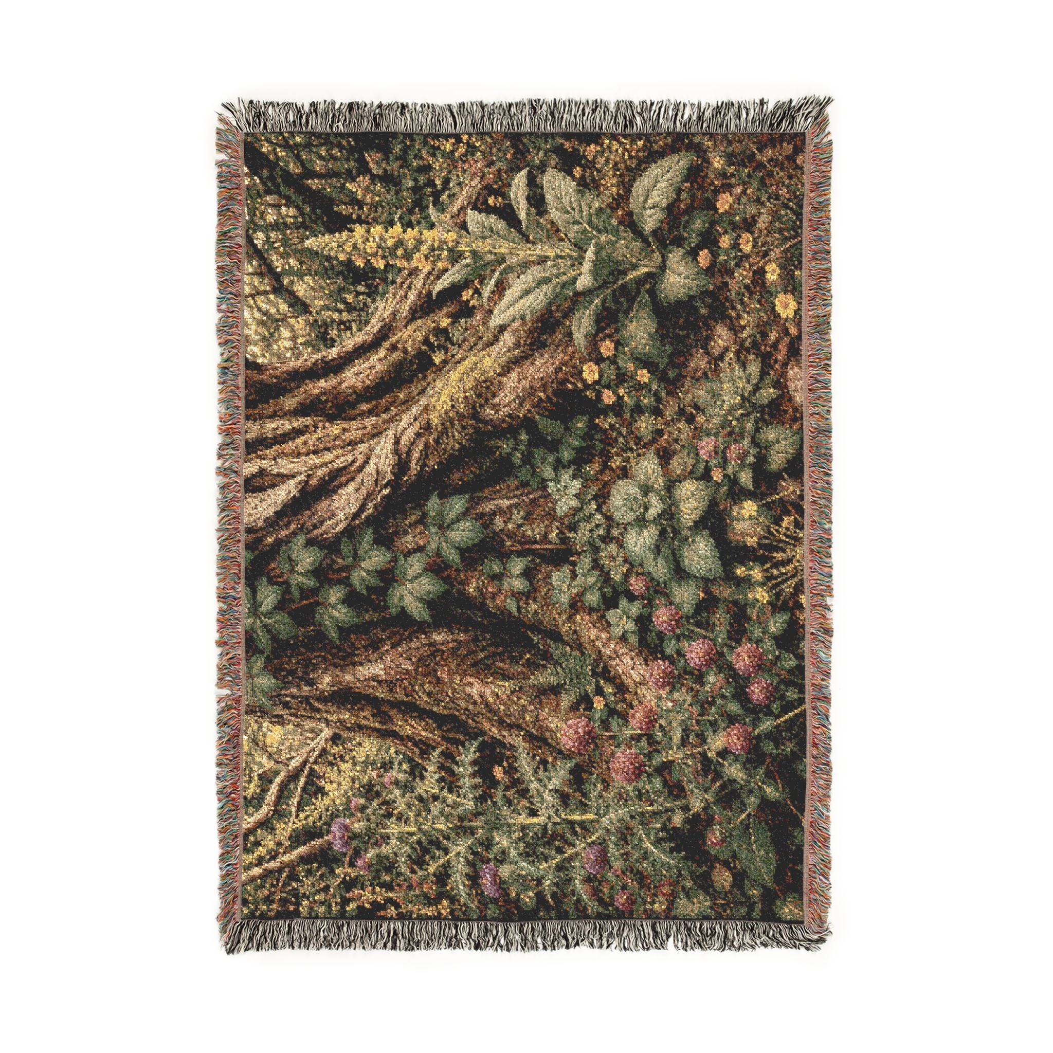 Woodland Tree & Wildflowers Woven Blanket