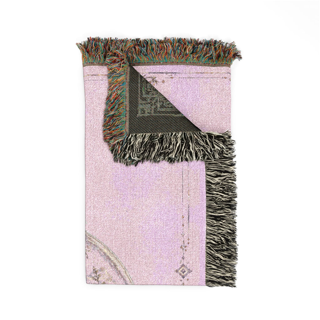 Snow Globe Woven Blanket — Pink Holiday Ornament Throw