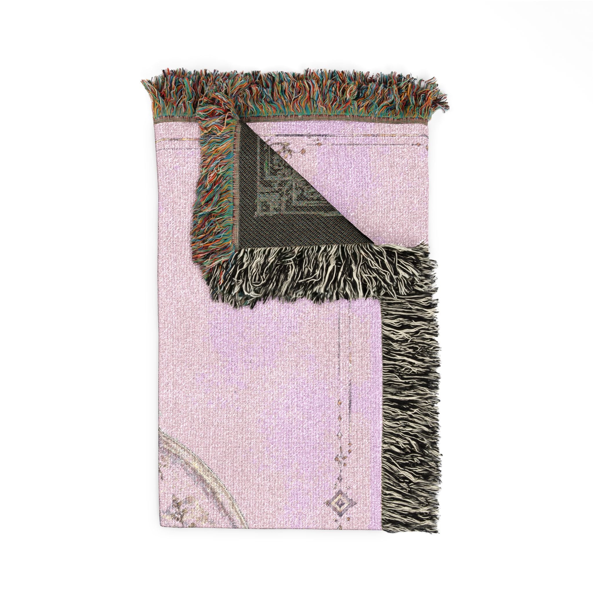 Snow Globe Woven Blanket — Pink Holiday Ornament Throw