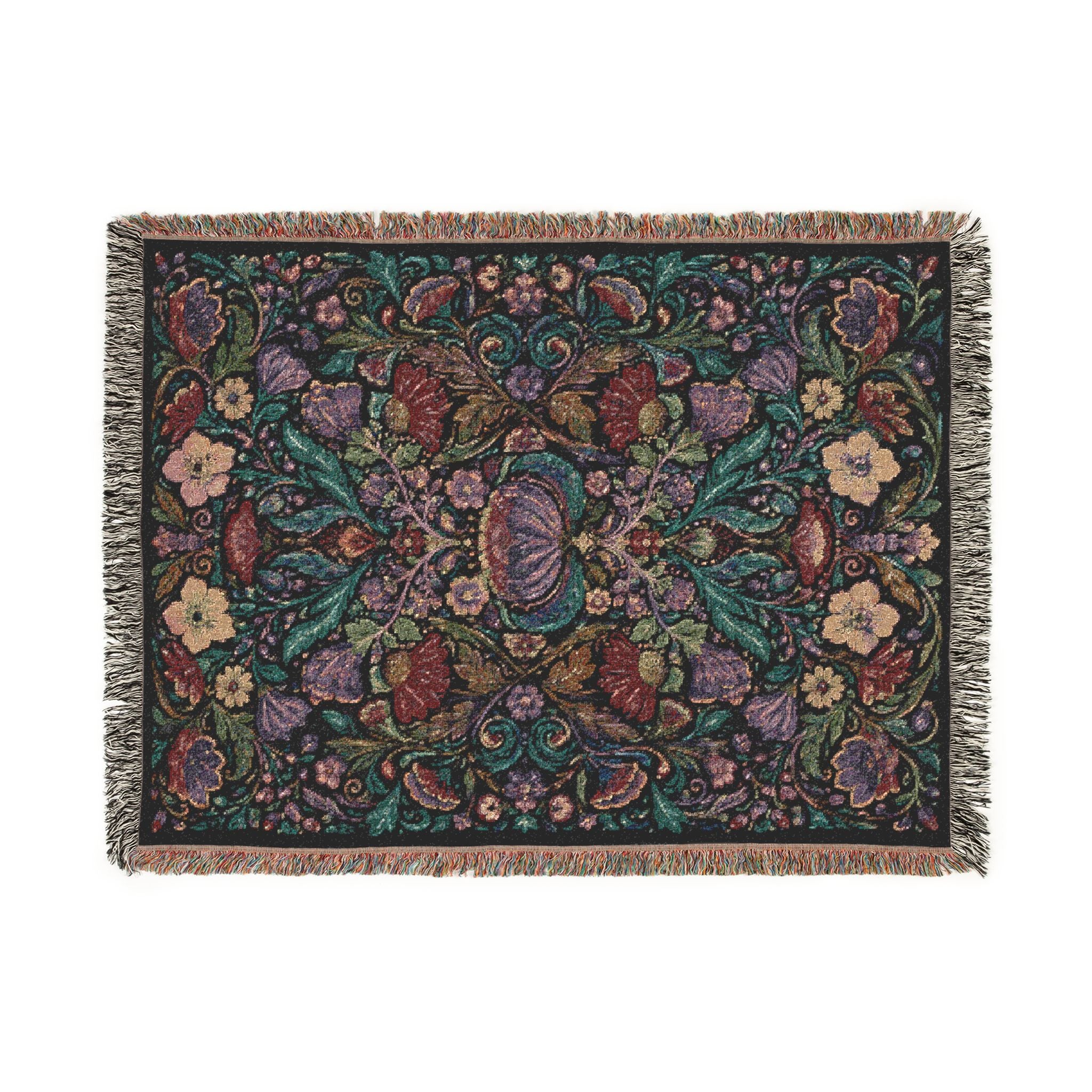 Vintage Floral Woven Blanket