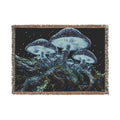 Psychedelic Mushroom Night Woven Blanket — Boho Cosmic Throw for Dorm, Couch & Gifts