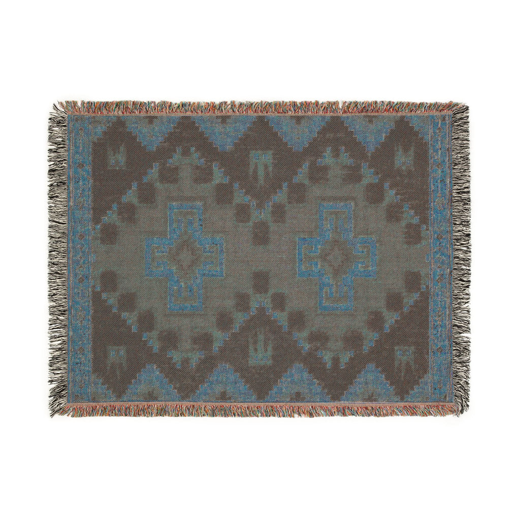 Southwestern Woven Blanket – Rustic Aztec Throw with Fringe