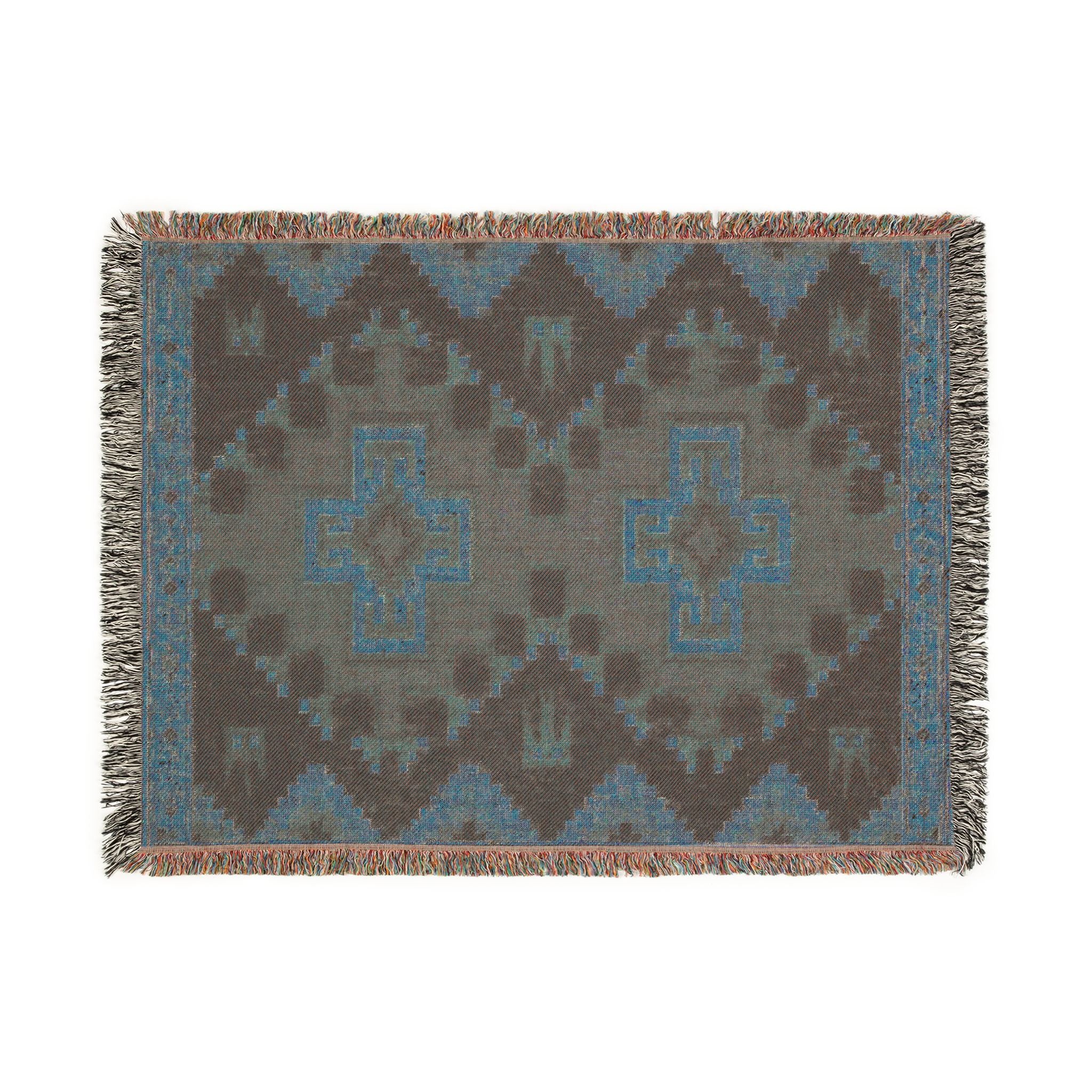 Southwestern Woven Blanket – Rustic Aztec Throw with Fringe