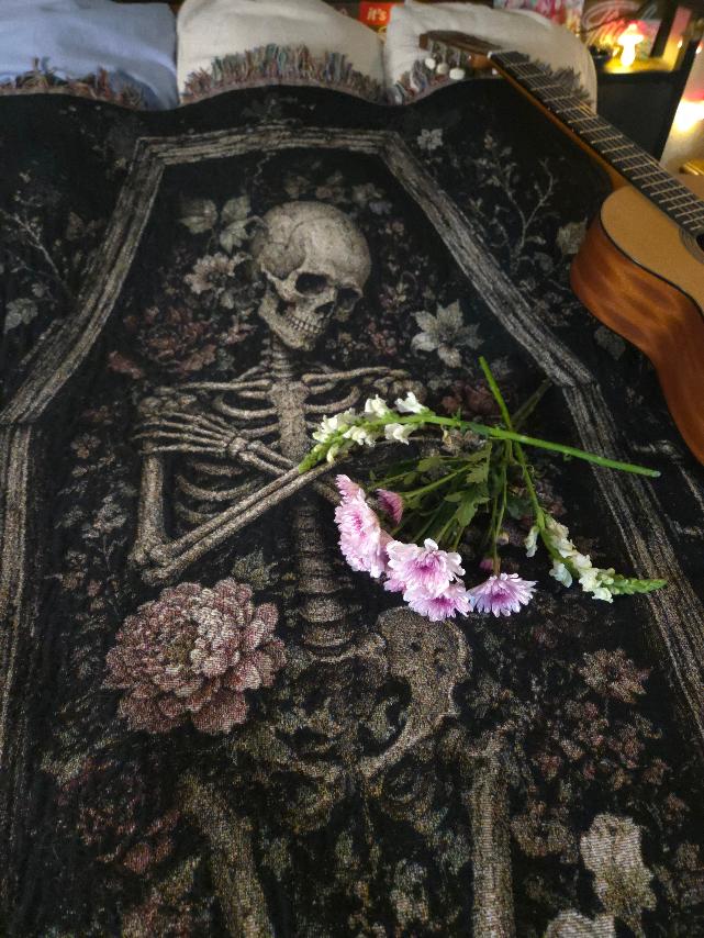 Gothic Skeleton Coffin Woven Blanket