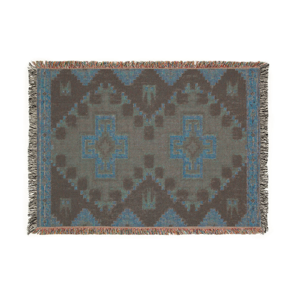 Southwestern Woven Blanket – Rustic Aztec Throw with Fringe