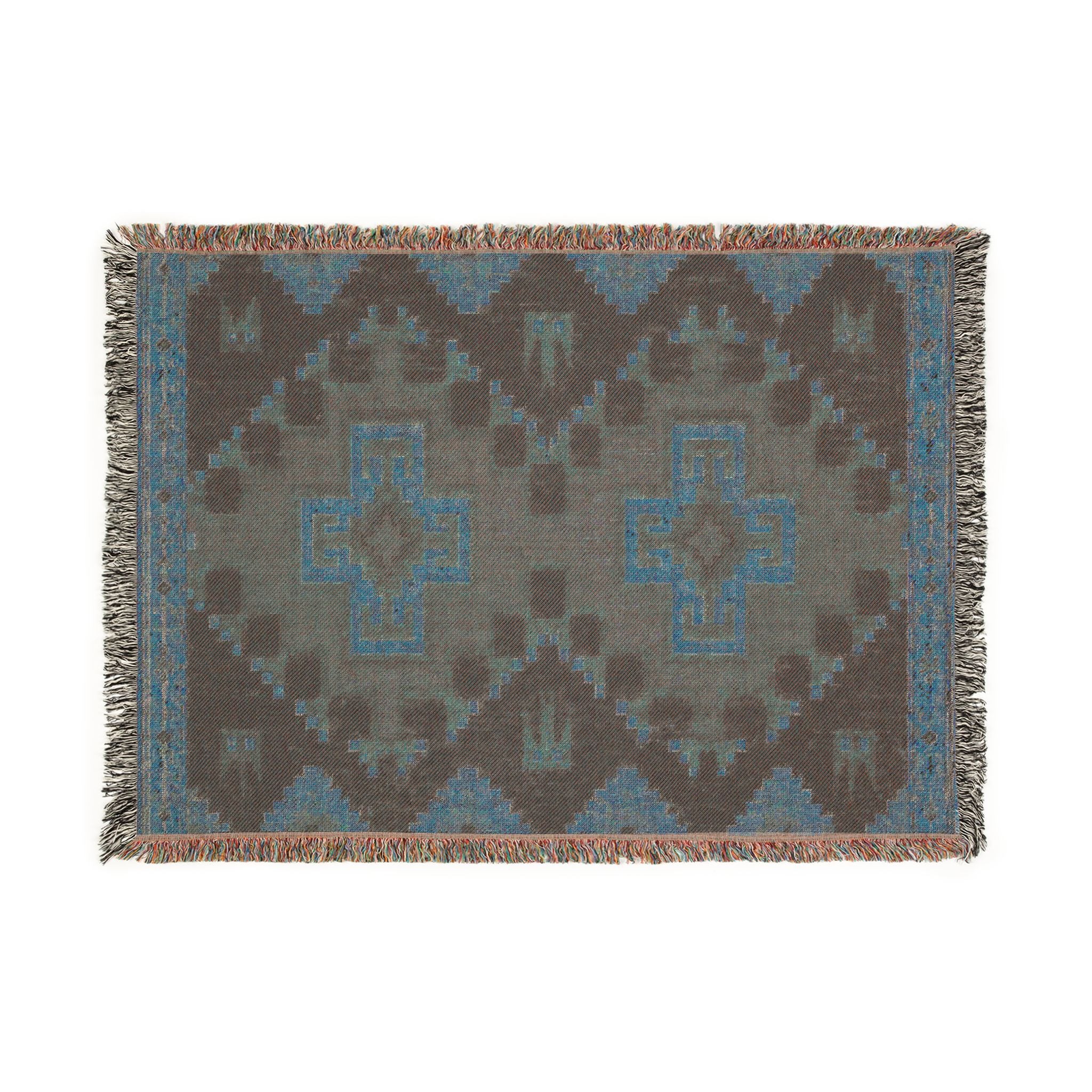 Southwestern Woven Blanket – Rustic Aztec Throw with Fringe
