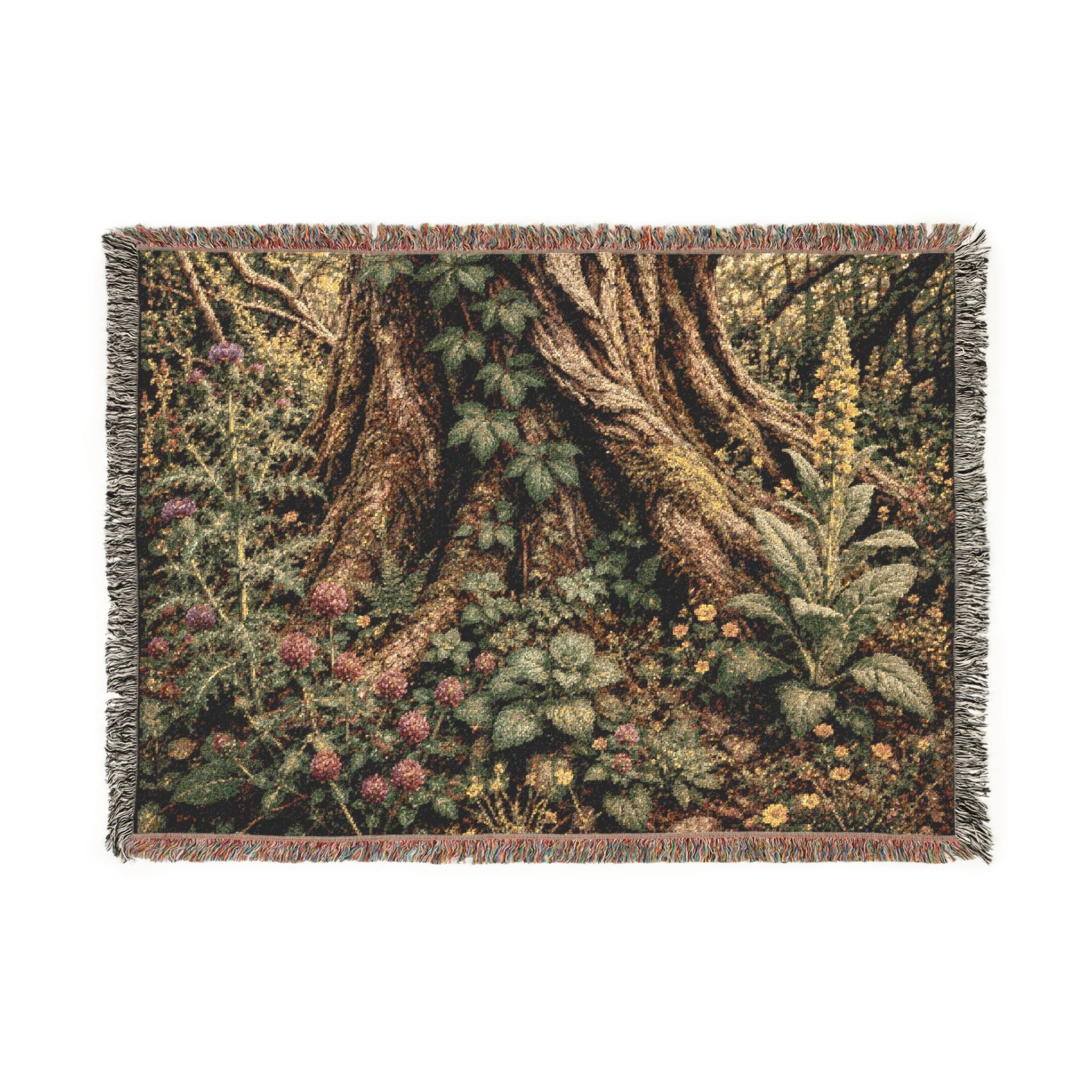 Woodland Tree & Wildflowers Woven Blanket