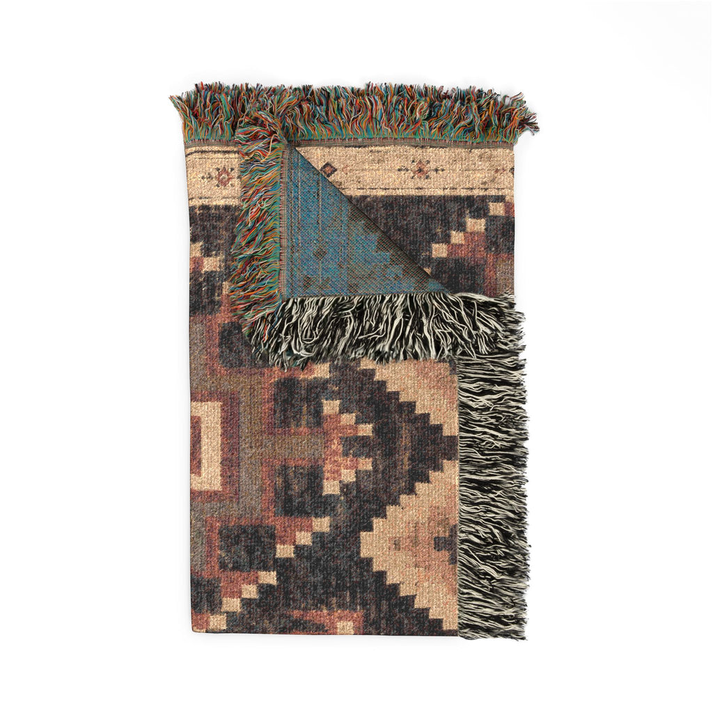 Southwestern Woven Blanket – Rustic Aztec Throw with Fringe