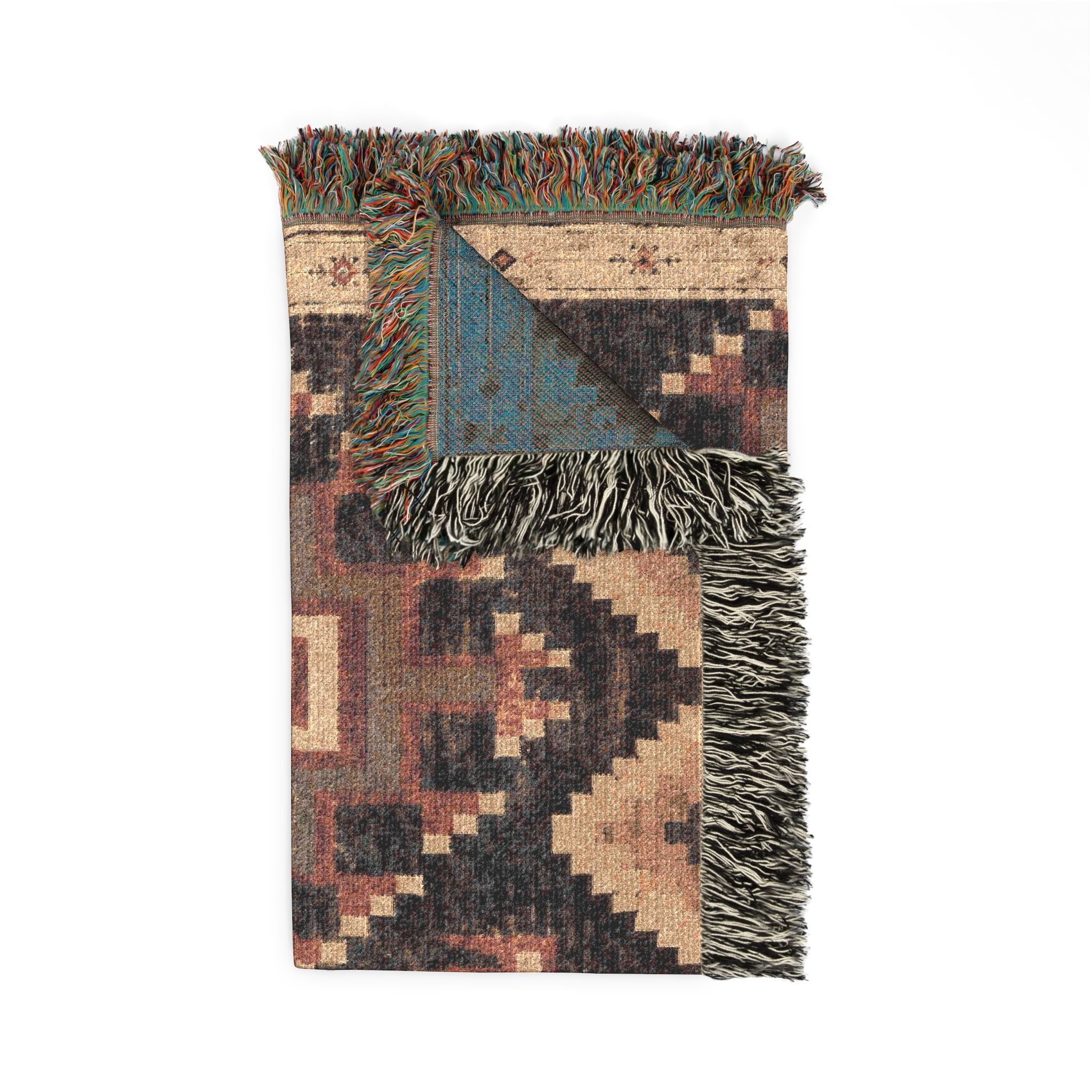 Southwestern Woven Blanket – Rustic Aztec Throw with Fringe