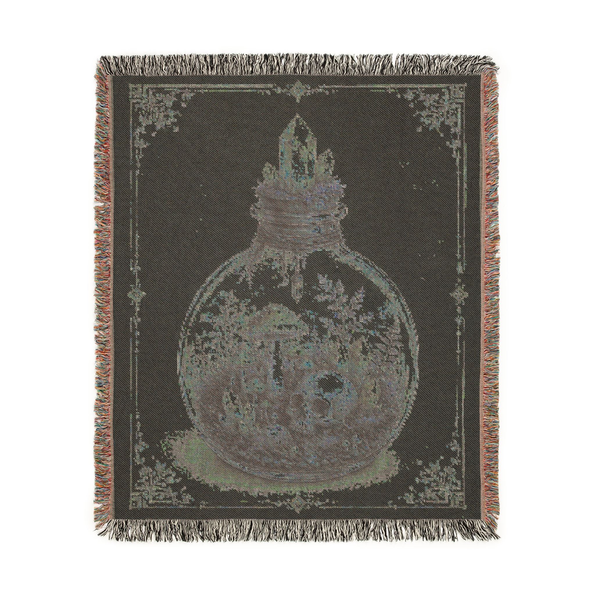 Snow Globe Woven Blanket — Pink Holiday Ornament Throw