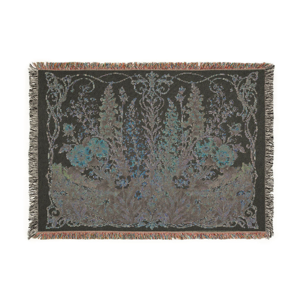 Floral Tapestry Woven Throw Blanket — Vintage Garden Needlepoint Design