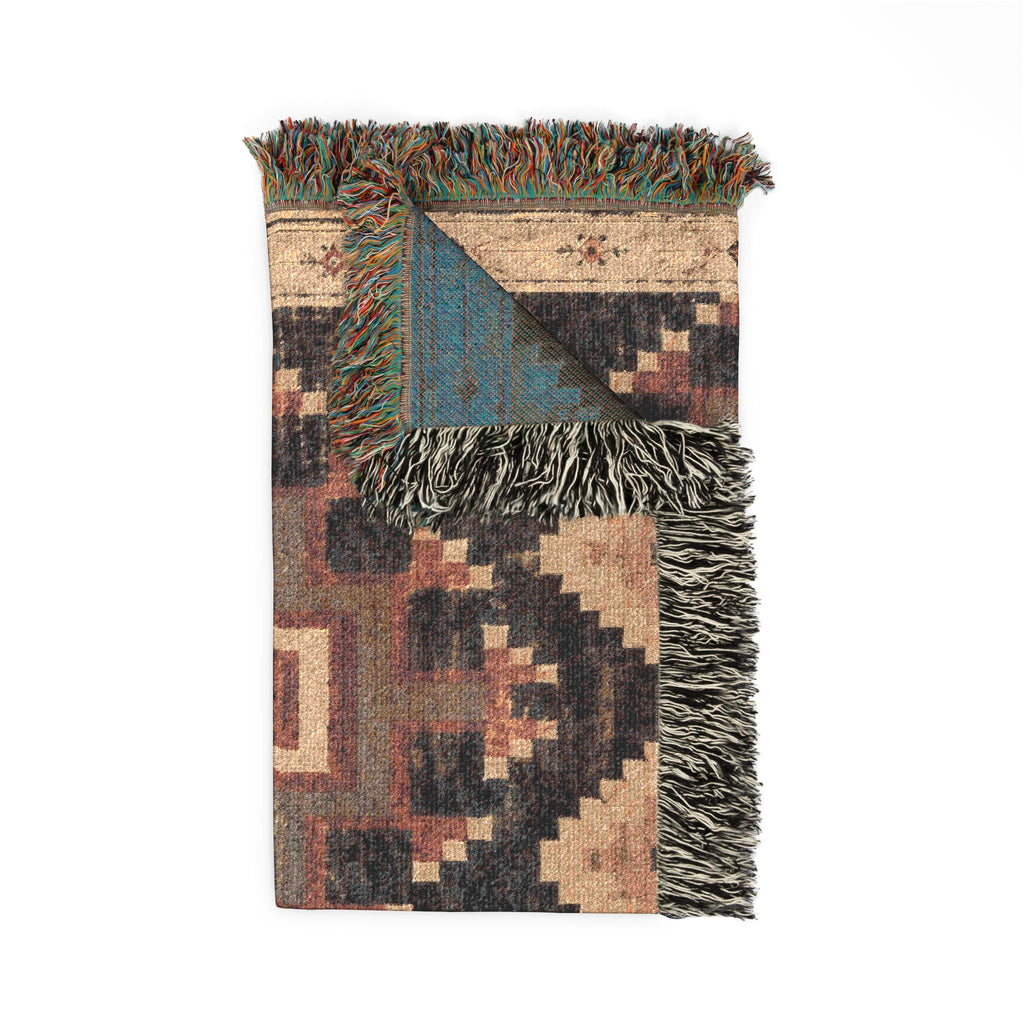 Southwestern Woven Blanket – Rustic Aztec Throw with Fringe