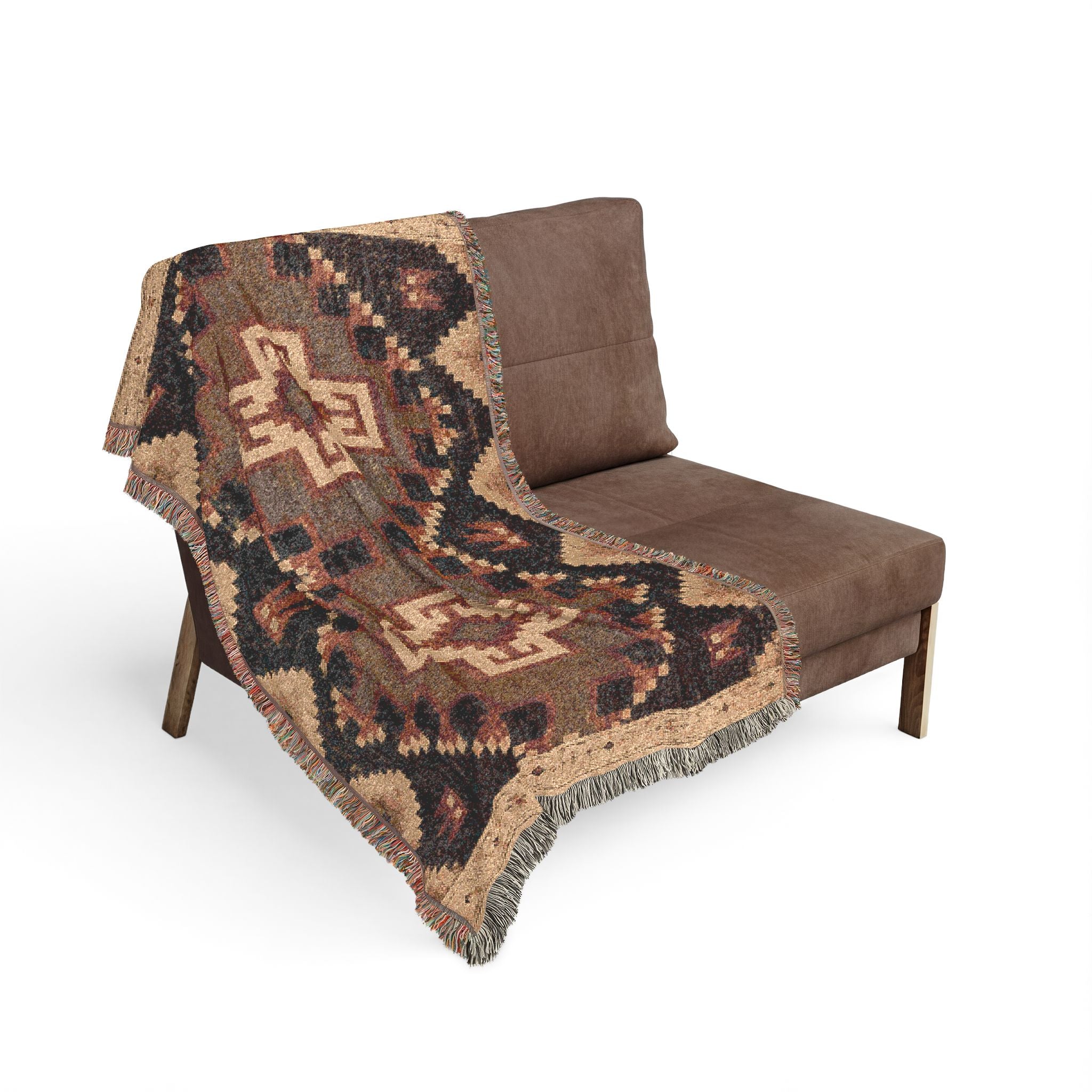 Southwestern Woven Blanket – Rustic Aztec Throw with Fringe
