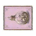 Snow Globe Woven Blanket — Pink Holiday Ornament Throw