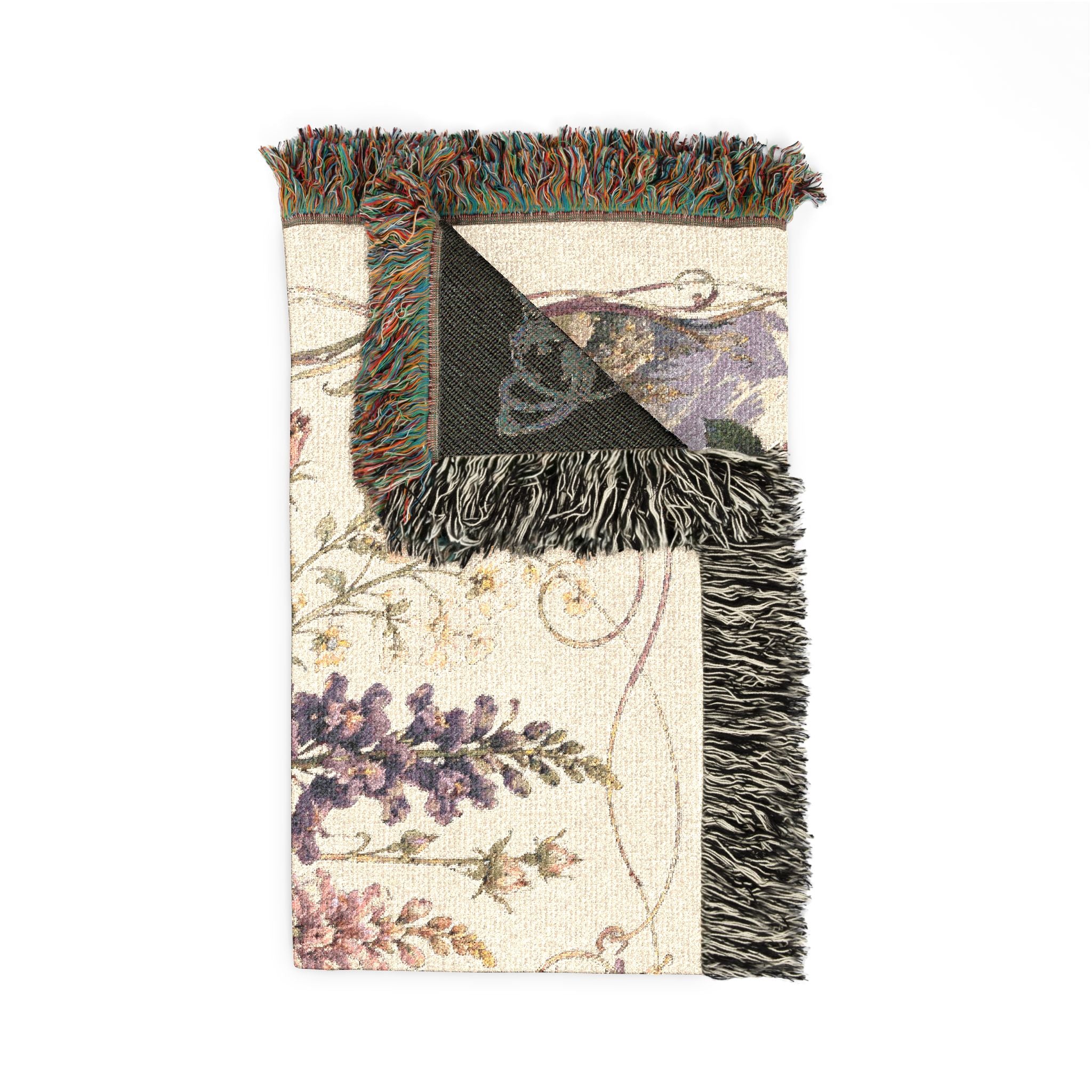 Floral Tapestry Woven Throw Blanket — Vintage Garden Needlepoint Design